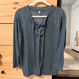 Pinkblush Maternity Teal Lace-Up Longline Sweatshirt